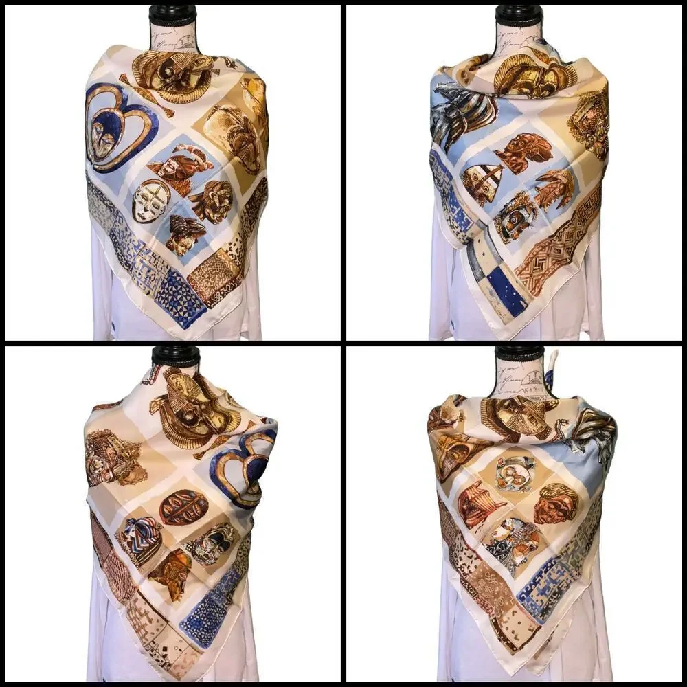 Hermes 100% Silk Scarf Carre Persona by Loic Dubigeon 90cm Square Rare - Picture 6 of 16